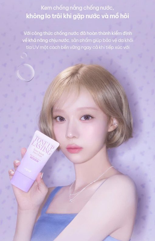 Kem chống nắng nâng tone, hiệu chỉnh da Espoir Water Splash Tone Up Lasting Sun Cream SPF50+ PA++++ 50ml - Hình ảnh 3
